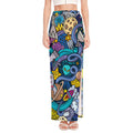 Abstract Cartoon Galaxy Space Print High Slit Maxi Skirt