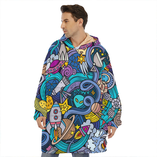 Abstract Cartoon Galaxy Space Print Hoodie Blanket