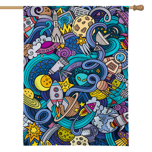 Abstract Cartoon Galaxy Space Print House Flag