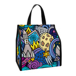 Abstract Cartoon Galaxy Space Print Insulated Lunch Tote