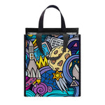 Abstract Cartoon Galaxy Space Print Insulated Lunch Tote