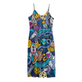Abstract Cartoon Galaxy Space Print Jersey Midi Cami Dress