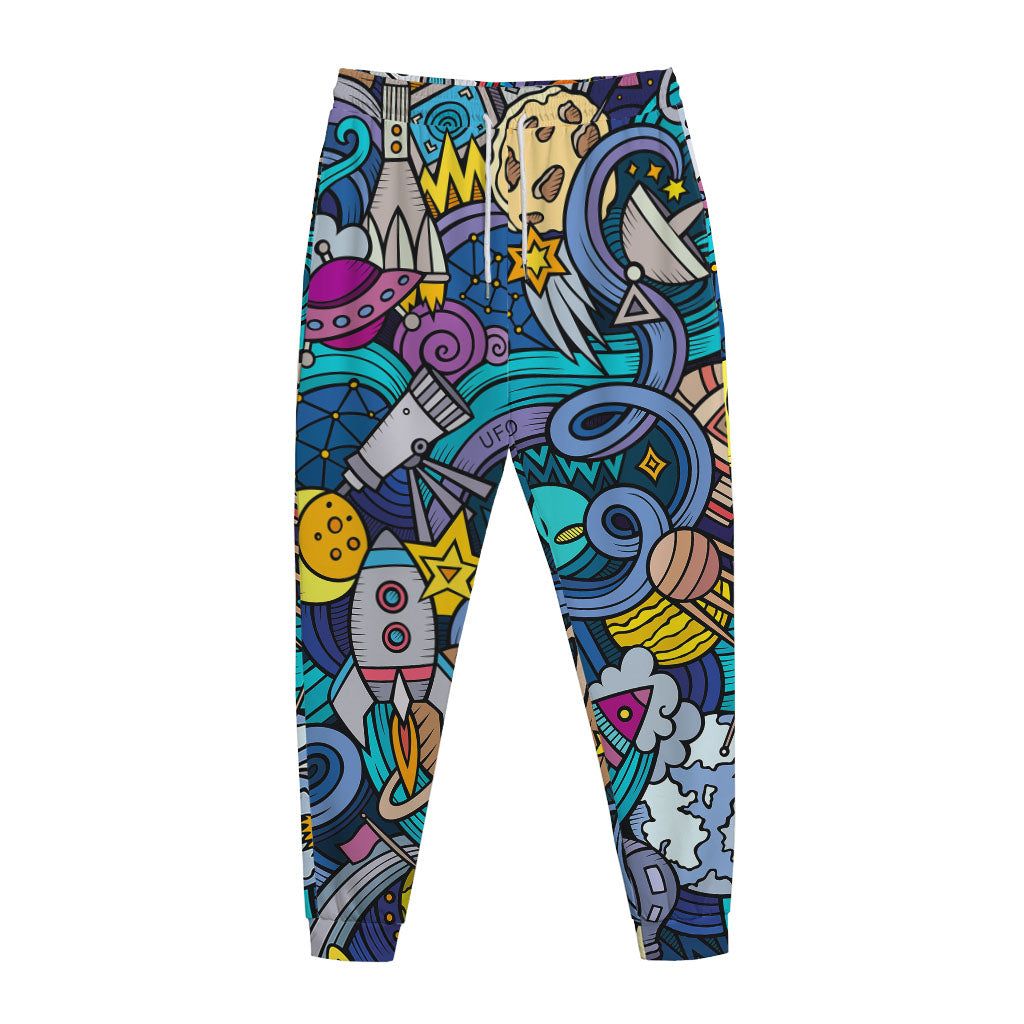 Abstract Cartoon Galaxy Space Print Jogger Pants