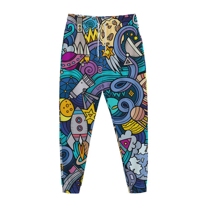 Abstract Cartoon Galaxy Space Print Jogger Pants