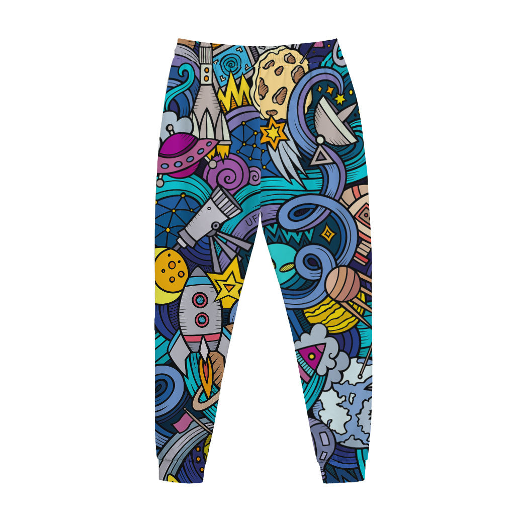 Abstract Cartoon Galaxy Space Print Jogger Pants