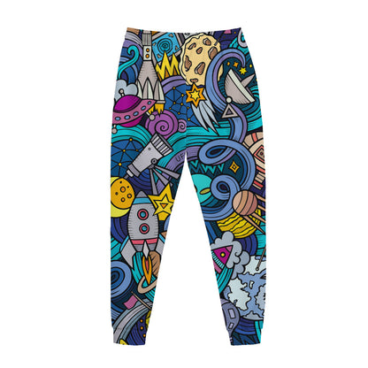Abstract Cartoon Galaxy Space Print Jogger Pants
