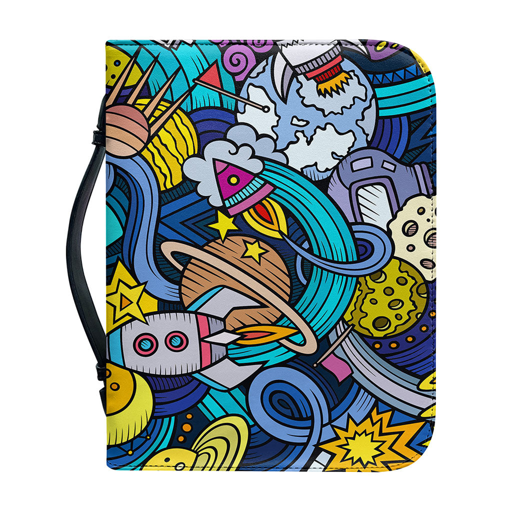 Abstract Cartoon Galaxy Space Print Leather Bible Cover