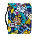 Abstract Cartoon Galaxy Space Print Leather Bible Cover