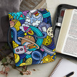 Abstract Cartoon Galaxy Space Print Leather Bible Cover