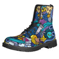 Abstract Cartoon Galaxy Space Print Lace-Up Boots