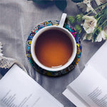 Abstract Cartoon Galaxy Space Print Leather Coaster Set