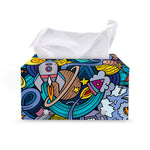 Abstract Cartoon Galaxy Space Print Leather Tissue Box Cover