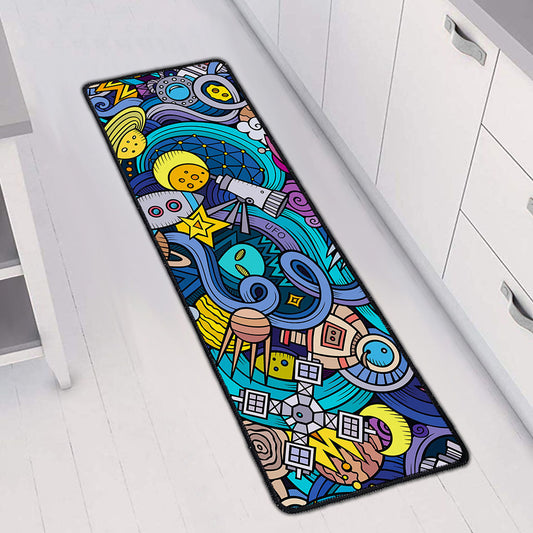 Abstract Cartoon Galaxy Space Print Long Kitchen Mat