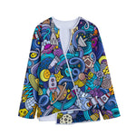 Abstract Cartoon Galaxy Space Print Long Sleeve Short Coat