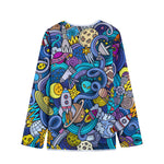 Abstract Cartoon Galaxy Space Print Long Sleeve Short Coat