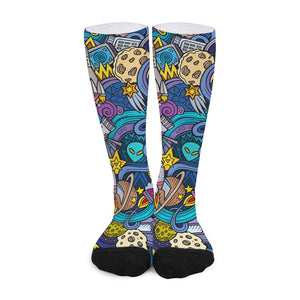 Abstract Cartoon Galaxy Space Print Long Socks