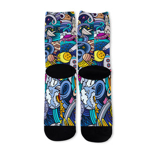 Abstract Cartoon Galaxy Space Print Long Socks