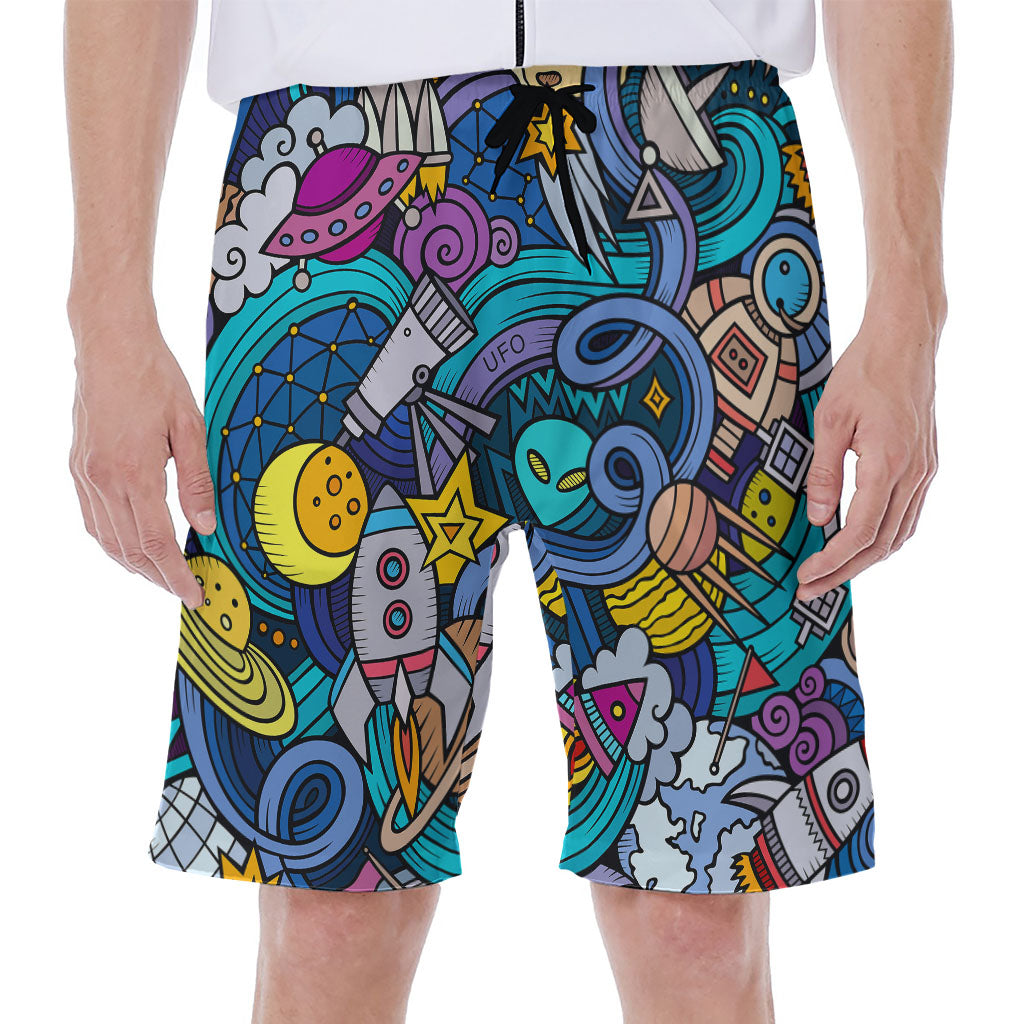 Abstract Cartoon Galaxy Space Print Men's Beach Shorts