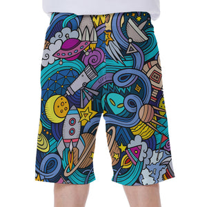 Abstract Cartoon Galaxy Space Print Men's Beach Shorts