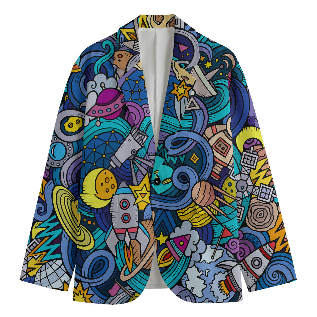 Abstract Cartoon Galaxy Space Print Men's Blazer