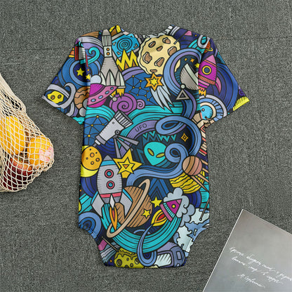 Abstract Cartoon Galaxy Space Print Men's Bodysuit