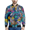 Abstract Cartoon Galaxy Space Print Men's Bomber Jacket