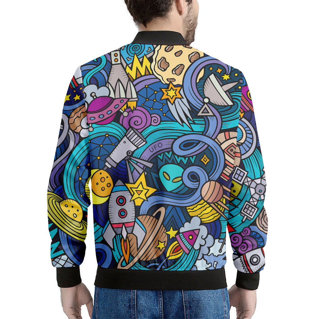Abstract Cartoon Galaxy Space Print Men's Bomber Jacket