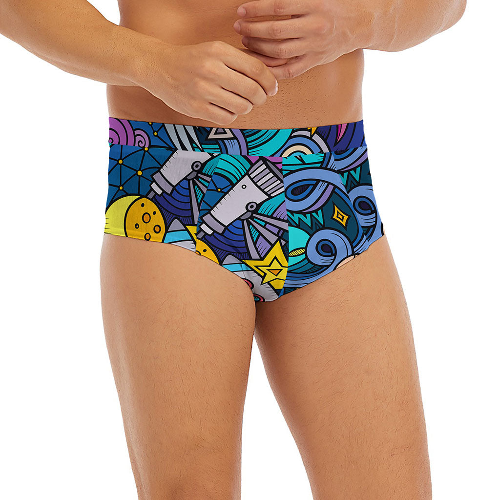 Abstract Cartoon Galaxy Space Print Men's Briefs