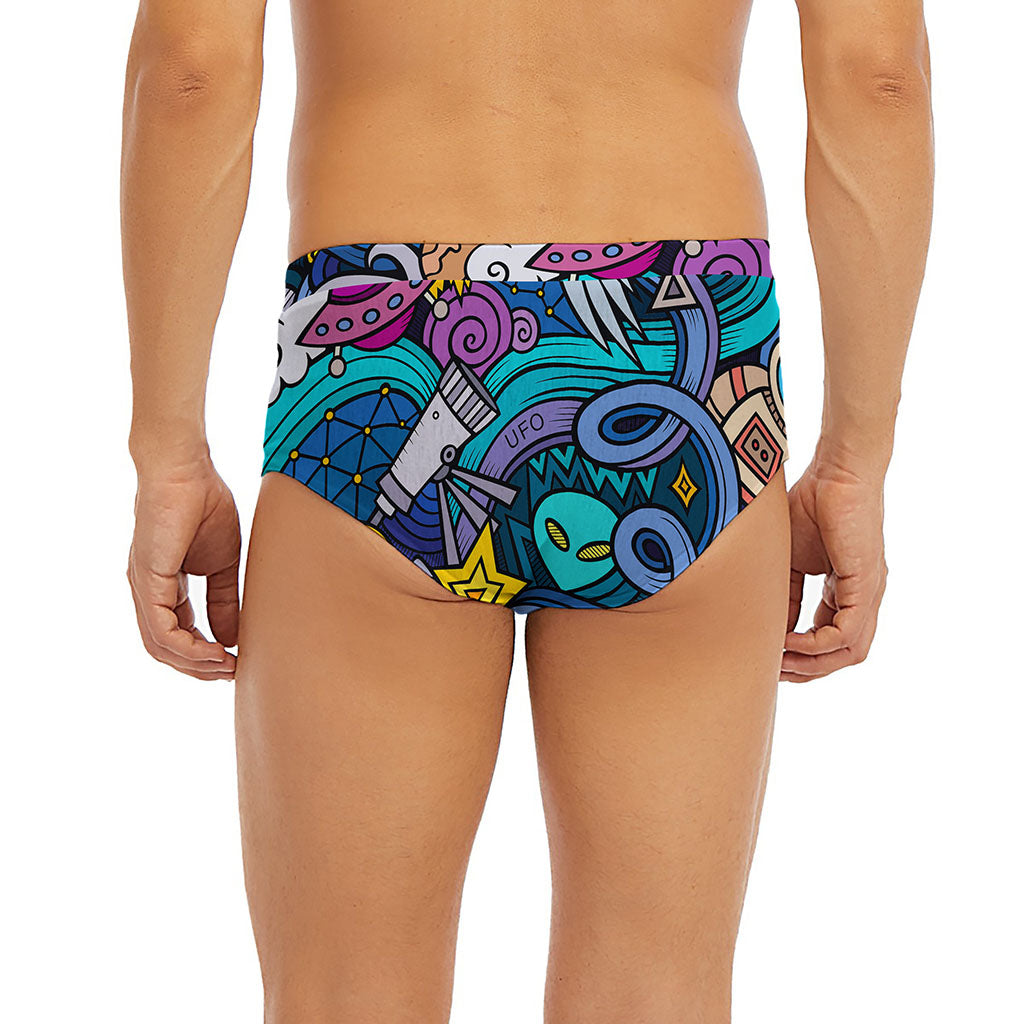 Abstract Cartoon Galaxy Space Print Men's Briefs