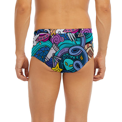 Abstract Cartoon Galaxy Space Print Men's Briefs