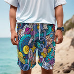 Abstract Cartoon Galaxy Space Print Men's Cargo Shorts