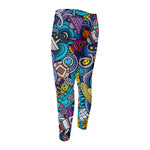 Abstract Cartoon Galaxy Space Print Men's Compression Pants