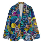 Abstract Cartoon Galaxy Space Print Men's Cotton Blazer