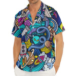 Abstract Cartoon Galaxy Space Print Men's Deep V-Neck Shirt