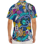Abstract Cartoon Galaxy Space Print Men's Deep V-Neck Shirt
