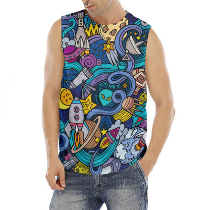 Abstract Cartoon Galaxy Space Print Men's Fitness Tank Top