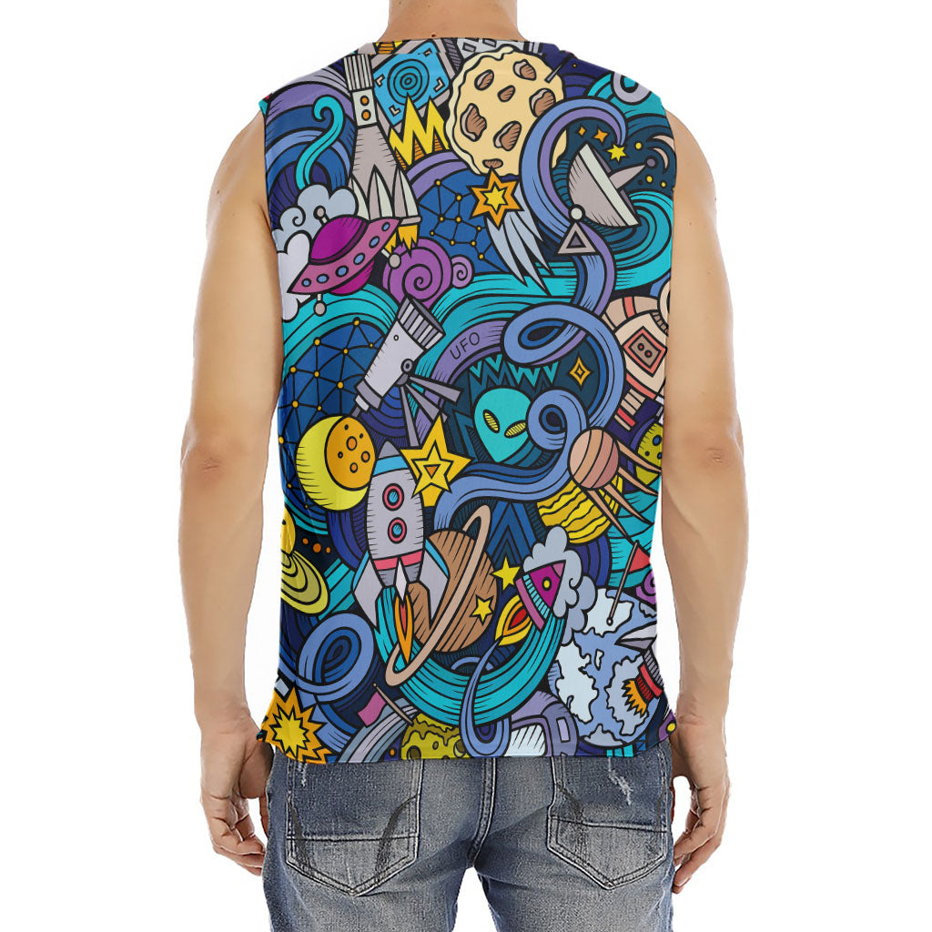Abstract Cartoon Galaxy Space Print Men's Fitness Tank Top