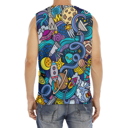 Abstract Cartoon Galaxy Space Print Men's Fitness Tank Top