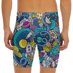 Abstract Cartoon Galaxy Space Print Men's Long Boxer Briefs