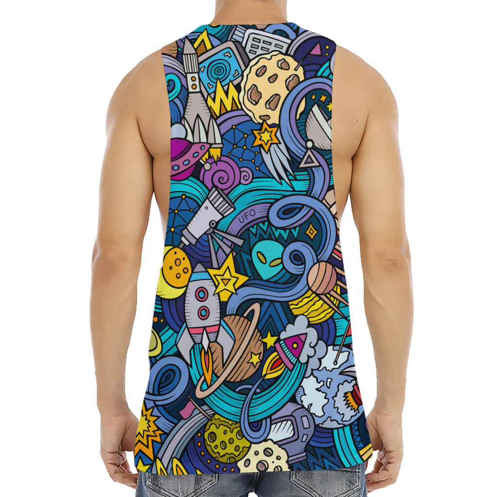 Abstract Cartoon Galaxy Space Print Men's Muscle Tank Top