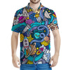 Abstract Cartoon Galaxy Space Print Men's Polo Shirt