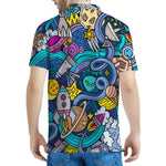 Abstract Cartoon Galaxy Space Print Men's Polo Shirt