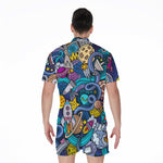 Abstract Cartoon Galaxy Space Print Men's Rompers