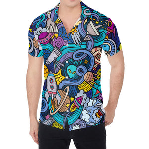 Abstract Cartoon Galaxy Space Print Men's Shirt