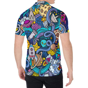 Abstract Cartoon Galaxy Space Print Men's Shirt