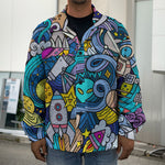 Abstract Cartoon Galaxy Space Print Men's Shirt Jacket