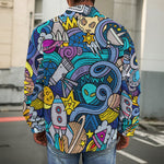 Abstract Cartoon Galaxy Space Print Men's Shirt Jacket