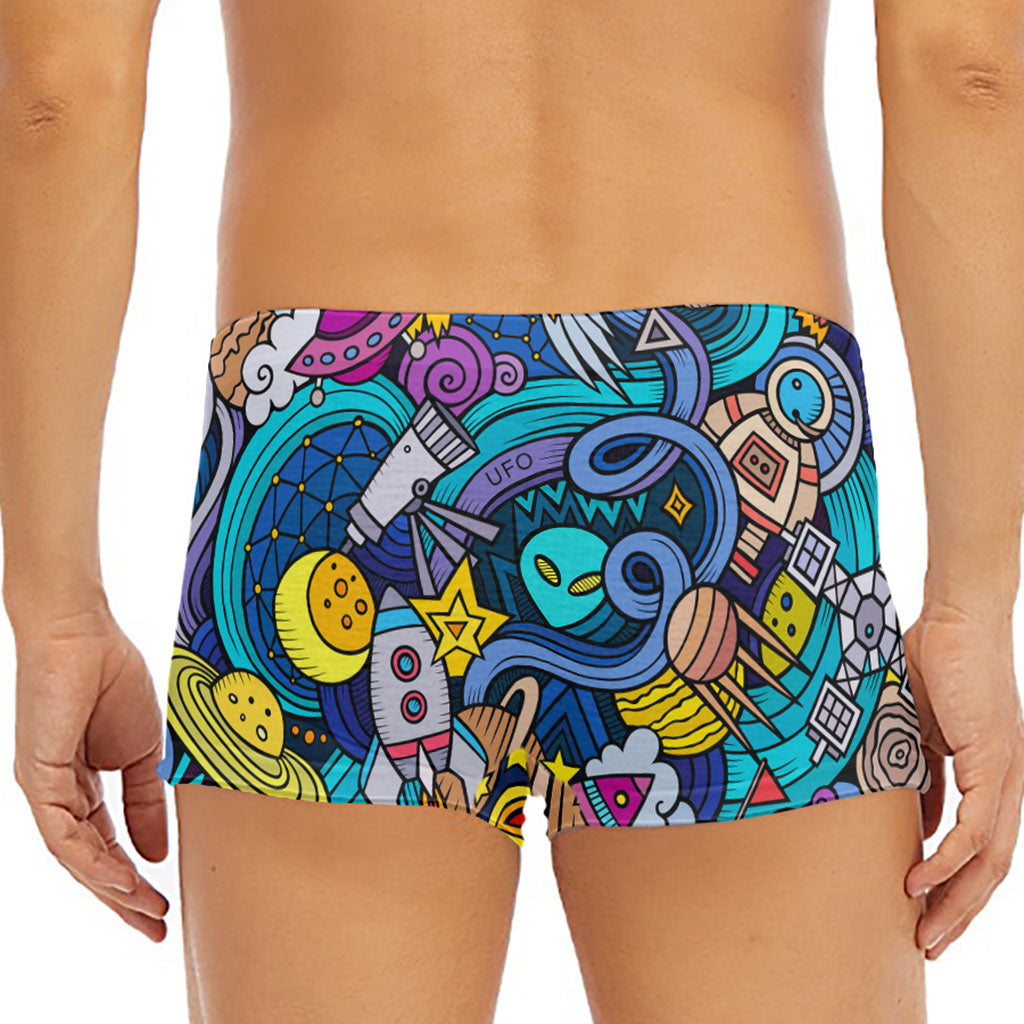 Abstract Cartoon Galaxy Space Print Men's Short Boxer Briefs