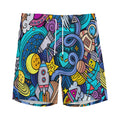 Abstract Cartoon Galaxy Space Print Men's Athletic Shorts