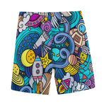 Abstract Cartoon Galaxy Space Print Men's Sports Shorts